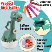 Dino Flashlights Projector Torch for Kids – Projection Light for Kids, Slide Projector Torch for Kids, 6 Slides with Color Markers & Reusable Canvas Coloring Kit (Green)