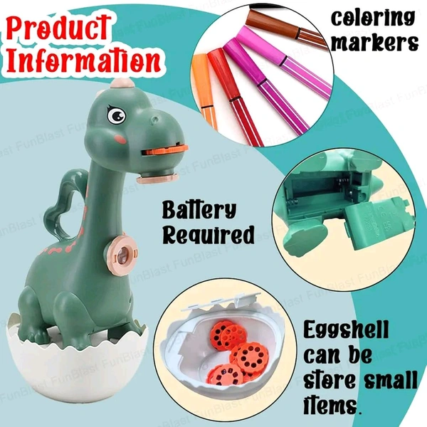Dino Flashlights Projector Torch for Kids – Projection Light for Kids, Slide Projector Torch for Kids, 6 Slides with Color Markers & Reusable Canvas Coloring Kit (Green)