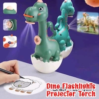 Dino Flashlights Projector Torch for Kids – Projection Light for Kids, Slide Projector Torch for Kids, 6 Slides with Color Markers & Reusable Canvas Coloring Kit (Green)