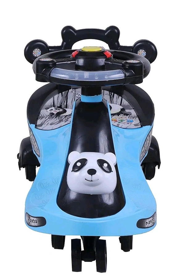 Smart Panda Swing Car for Kids 1-5 Years| Magic Car with Light & Music | Twister Car with Back Support | Panda face| Comfortable & Durable Seat - Sky Blue 