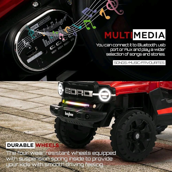 HOT GARAGE Rubicon Battery Operated Jeep for Kids, Ride on Baby Car with Music & Light | Kids Jeep Rechargeable Battery Car | Electric Jeep Car for Kids to Drive 2 to 6 Years Boy Girl (Painted ASH)