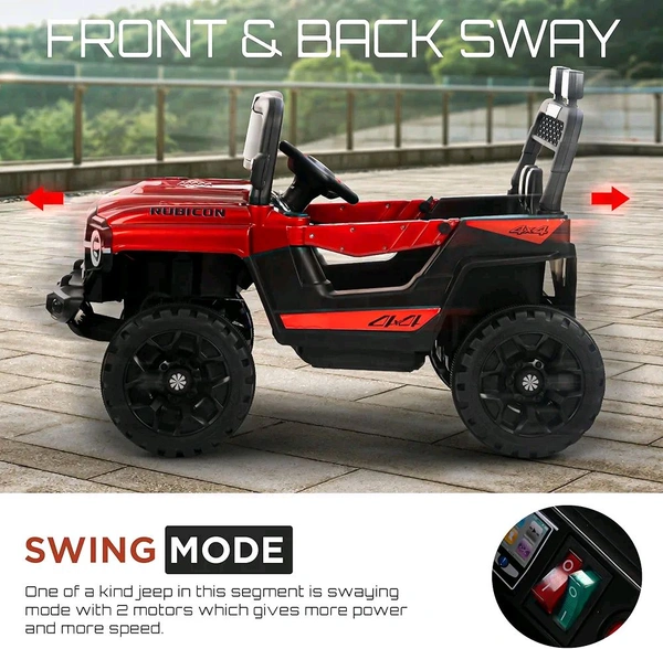 HOT GARAGE Rubicon Battery Operated Jeep for Kids, Ride on Baby Car with Music & Light | Kids Jeep Rechargeable Battery Car | Electric Jeep Car for Kids to Drive 2 to 6 Years Boy Girl (Painted ASH)