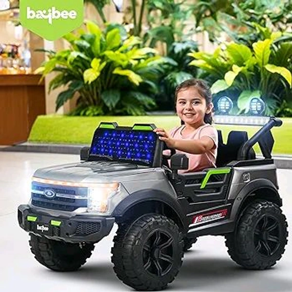 HOT GARAGE Hot Garage Battery Operated Jeep for Kids | Baby Big Battery Car with Steering Function, LED Light & Music | Ride on Toy Kids Car with USB


