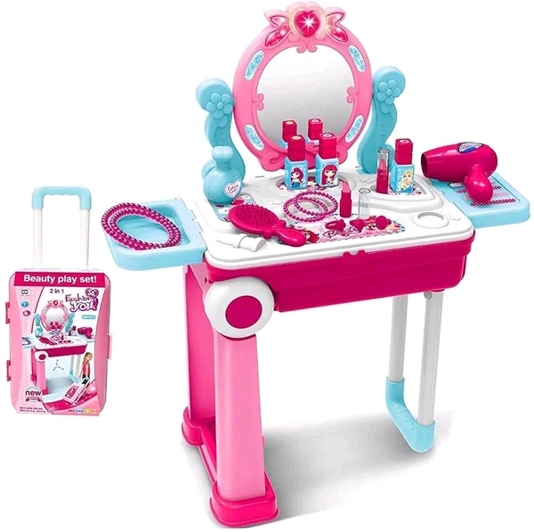 
2 in 1 Pretend to Play Cosmetic and Makeup Toy Set Kit for Girls,Beauty Dresser Table Play Set with Mirror, Hair Dryer Fashion & Makeup Accessories(Multi Color)

