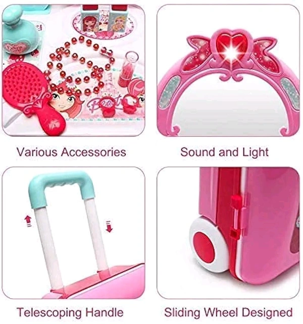 
2 in 1 Pretend to Play Cosmetic and Makeup Toy Set Kit for Girls,Beauty Dresser Table Play Set with Mirror, Hair Dryer Fashion & Makeup Accessories(Multi Color)

