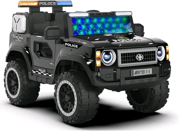 Hot Garage RoadChief P911 Police Edition 4x4 Battery Operated Jeep for Kids | Ride-On Electric SUV with Siren Lights, Bluetooth Music, Remote & USB, 12V Rechargeable Car for Boys & Girls 2-8 (Black)