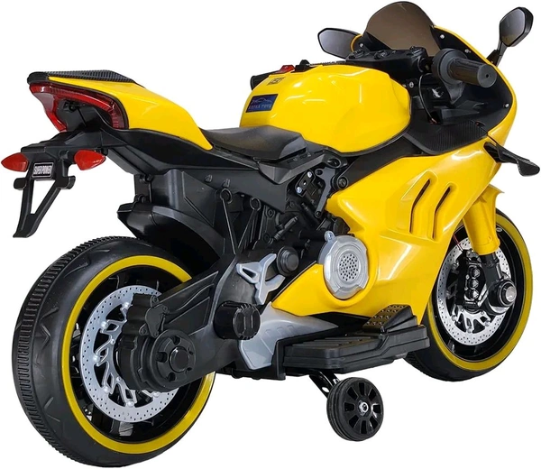 Hot Garage  Jumbo Size Battery Operated Rechargeable Electric Bike for Boys & Girls | 2 Seater Motorbike 2 To 13 Years Children | Big Motorcycle (Yellow)
