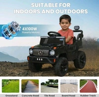 Hot Garage Battery Jeep for Kids 1 to 6 Years | Driving Electric Car Toy Ride on 4x4 Motors | Loading Capacity of 50 Kg | Bluetooth Music Player | Battery Car - Remote Control Manual Steering Drive (Black)