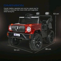 Hot Garage Battery Jeep for Kids 1 to 6 Years | Driving Electric Car Toy Ride on 4x4 Motors | Loading Capacity of 50 Kg | Bluetooth Music Player | Battery Car - Remote Control Manual Steering Drive (Red)