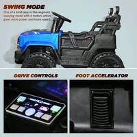 Hot Garage Battery Jeep for Kids 1 to 6 Years | Driving Electric Car Toy Ride on 4x4 Motors | Loading Capacity of 50 Kg | Bluetooth Music Player | Battery Car - Remote Control Manual Steering Drive (Blue)