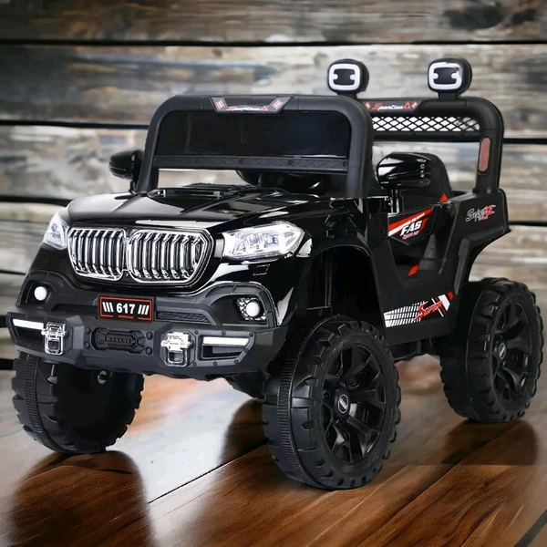 Hot Garage 12V Kids 4X4 Battery Operated Ride On BMW-617 Jeep with Windshield Light, Music & Remote Control (Black)