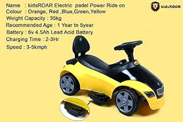 Hot Garage Kids car Battery Operated with USB & Bluetooth Support Music System | Electric Car for Kids Foot Accelerator | Without Remote Control | for 1 Year to 5 Year Kids | Best Gifting Item (Yellow)