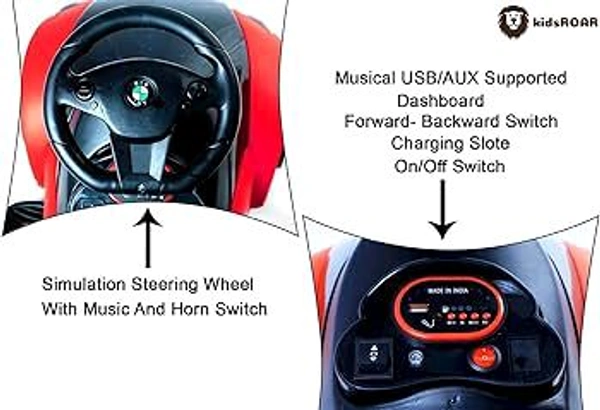 Hot Garage Kids car Battery Operated with USB & Bluetooth Support Music System | Electric Car for Kids Foot Accelerator | Without Remote Control | for 1 Year to 5 Year Kids | Best Gifting Item (Red)