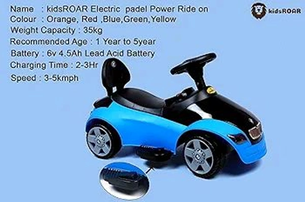 Hot Garage Kids car Battery Operated with USB & Bluetooth Support Music System | Electric Car for Kids Foot Accelerator | Without Remote Control | for 1 Year to 5 Year Kids | Best Gifting Item (Blue)