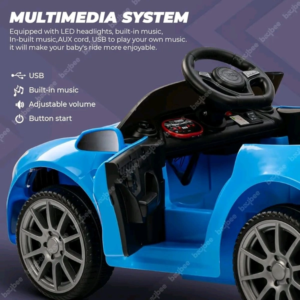 Hot Garage Mini Kids Battery Operated Car for Kids, Ride on Kids Car with Music & Light | Baby Big Car Rechargeable Battery Car | Electric Car for Kids to Drive 1 to 4 Years Boys Girls (Blue)