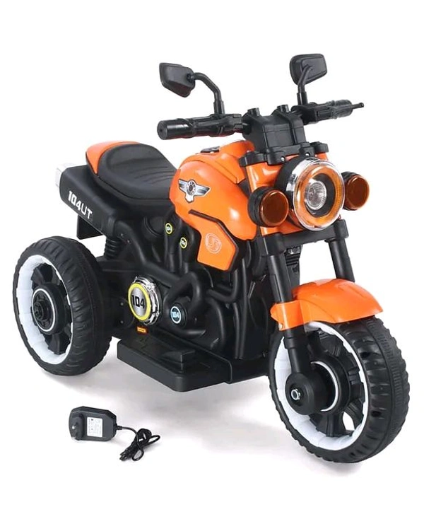Hot Garage 6V Battery Operated Electric Ride-On Motorcycle for Kids UT-104 | Music Panel, USB Support, LED Lights | 1–5 Years (Orange)

