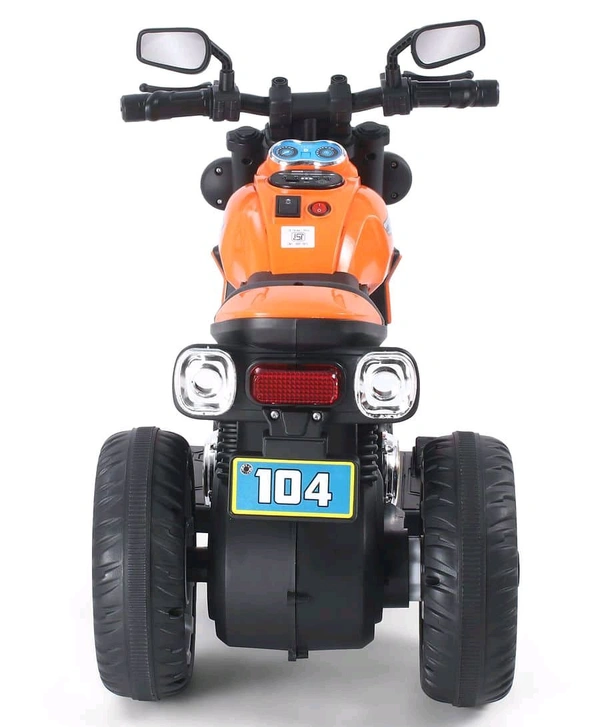 Hot Garage 6V Battery Operated Electric Ride-On Motorcycle for Kids UT-104 | Music Panel, USB Support, LED Lights | 1–5 Years (Orange)

