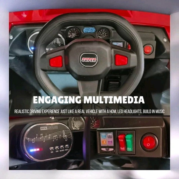 Hot Garage 12V Kids 4X4 Battery Operated Ride On Mercedes-617 Jeep with Windshield Light, Music & Remote Control (Red Painted)