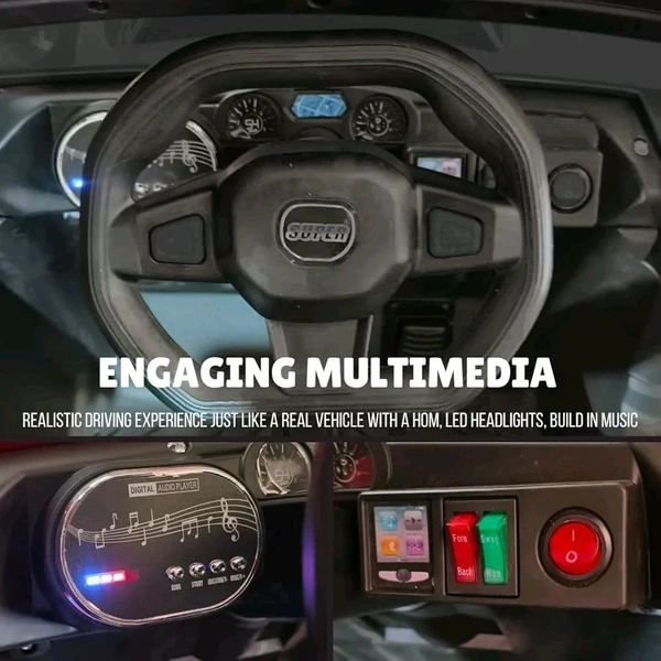 HOT GARAGE  12V Kids 4X4 Battery Operated Ride On Mercedes-617 Jeep with Windshield Light, Music & Remote Control (Black Painted)