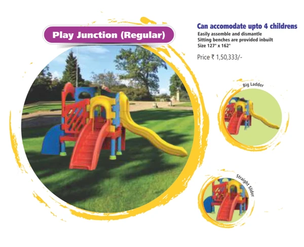 PlayTool Play Junction (Regular) Can accomodate upto 4 childrensEasily assemble and dismantleSitting benches are provided inbuiltSize 127" x 162"