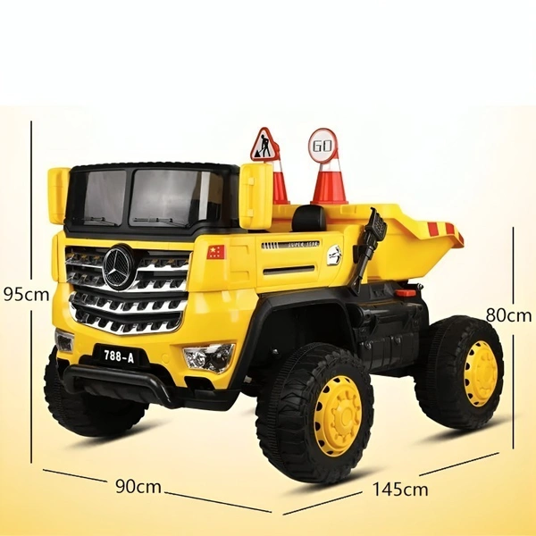 PatnaToys JCB Truck Lorry Head with Dump Truck 788 Rechargeable Battery Operated Ride-On for Kids | Electric Toy Truck for Boys & Girls, Ages 1-7 - PatnaToys - Yellow