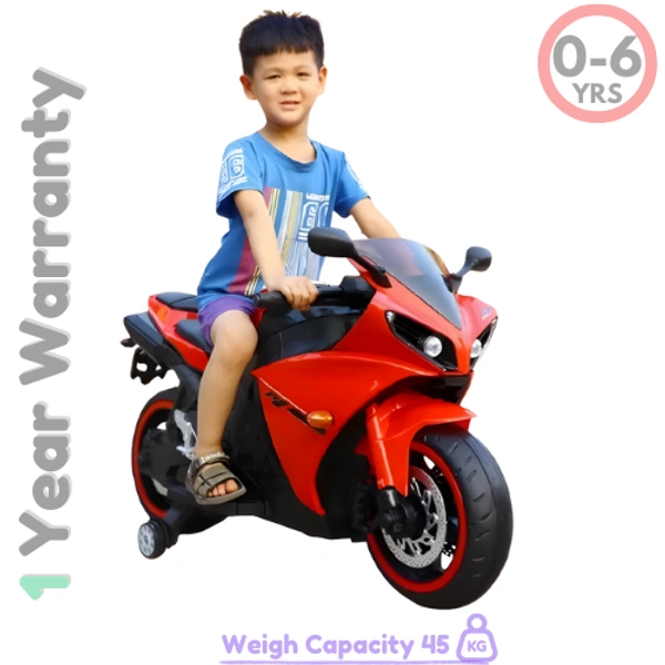 PatnaToys Kids R1 Model Rechargeable Battery Operated Ride-On Bike for Kids | Electric Toy Bike for Boys & Girls, Ages 2-5 - PatnaToys - Buy 1@ 9990Rs, Red