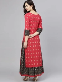 Women's Printed Rayon Kurta set with Skirt - S