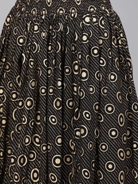 Women's Printed Rayon Kurta set with Skirt - S