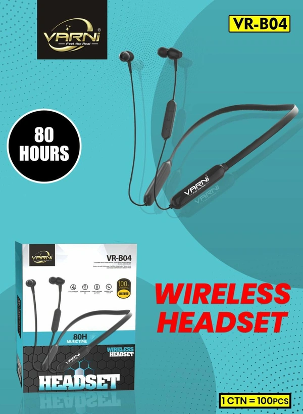 Varni Wireless Headset Vr B04 - Black, 3 Months Guarantee