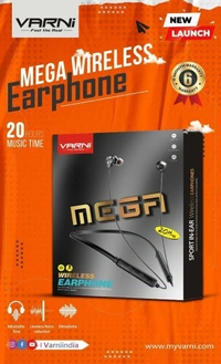 VARNI Mega Wireless Earphone - Black, 3 Months Guarantee