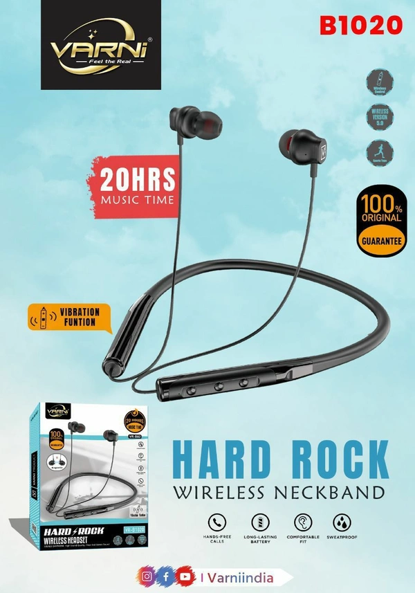 VARNI Hard Rock Neckband With Vibration Function - Dorado, 3 Month Guarantee