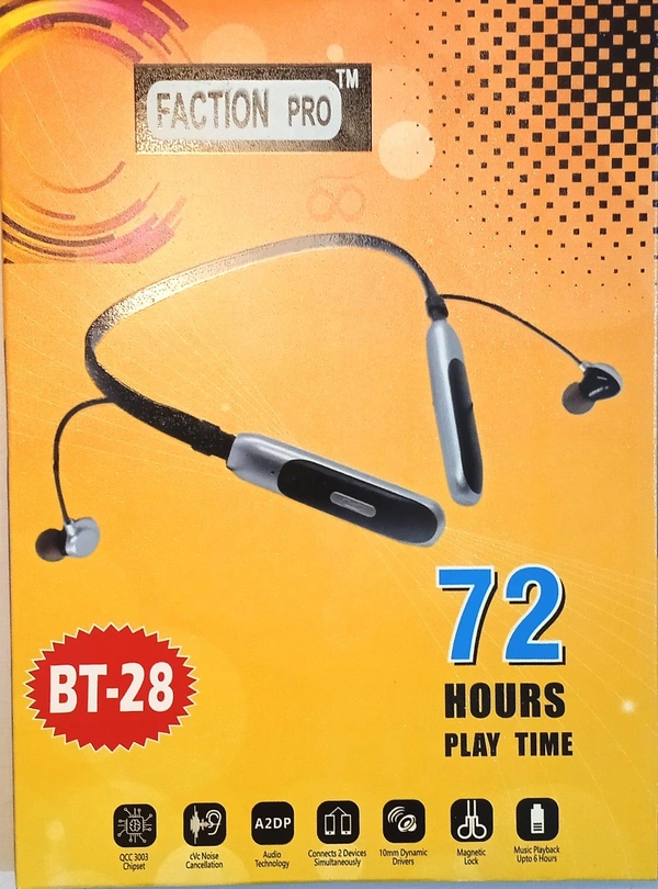 Faction Pro Neckband Bt-28 - Black, 3 Months Warrenty