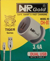 Tiger Nr Gold Dual USB Charger  - White, 3 Month Warrenty
