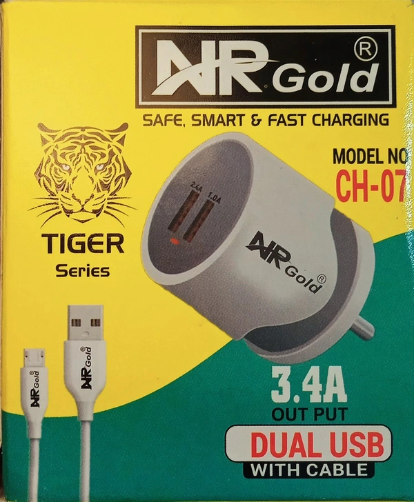 Tiger Nr Gold Dual USB Charger  - White, 3 Month Warrenty