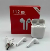 TWS i12 Wireless Earbuds - White, 50, 3 Months