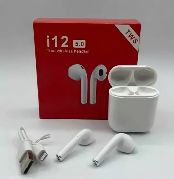 TWS i12 Wireless Earbuds - White, 50, 3 Months
