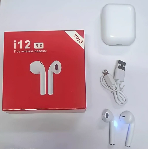 TWS i12 Wireless Earbuds - White, 50, 3 Months