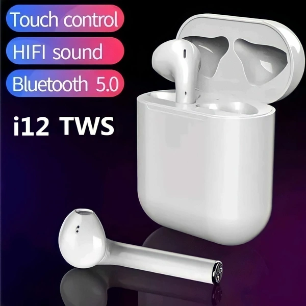 TWS i12 Wireless Earbuds - White, 50, 3 Months