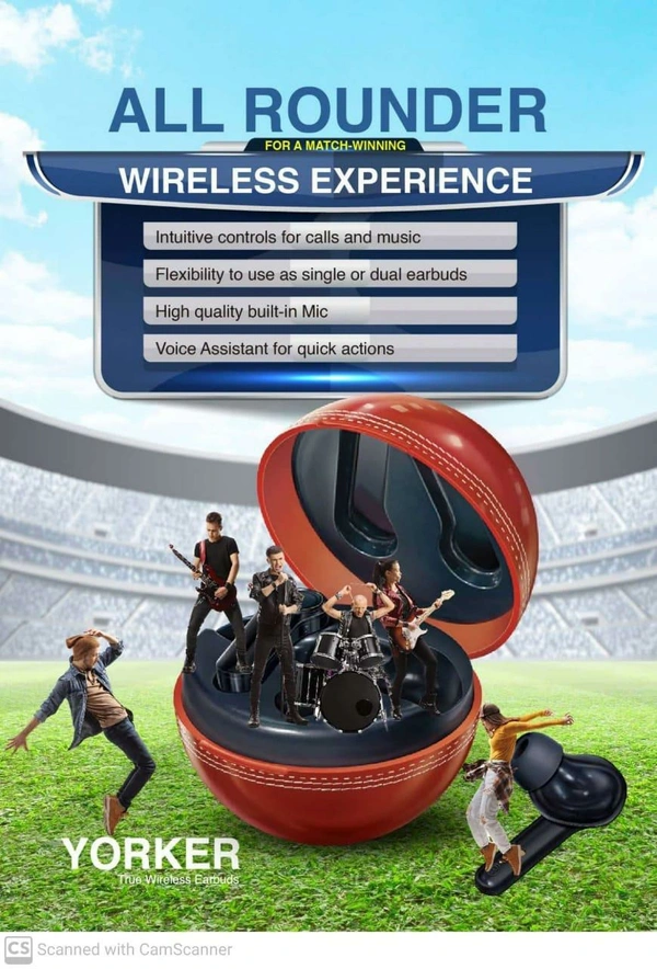 Yorker Wireless Buds With Cricket Ball Case - Red