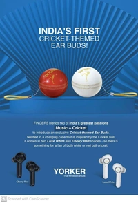 Yorker Wireless Buds With Cricket Ball Case - White