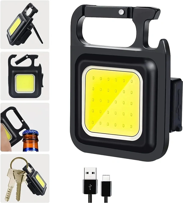 COB Mini Flashlight Keyring  - Black, 3 Months Warranty