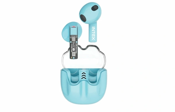Intex Crystal True Wireless Earbuds  - sky blue, 1 Year Warranty