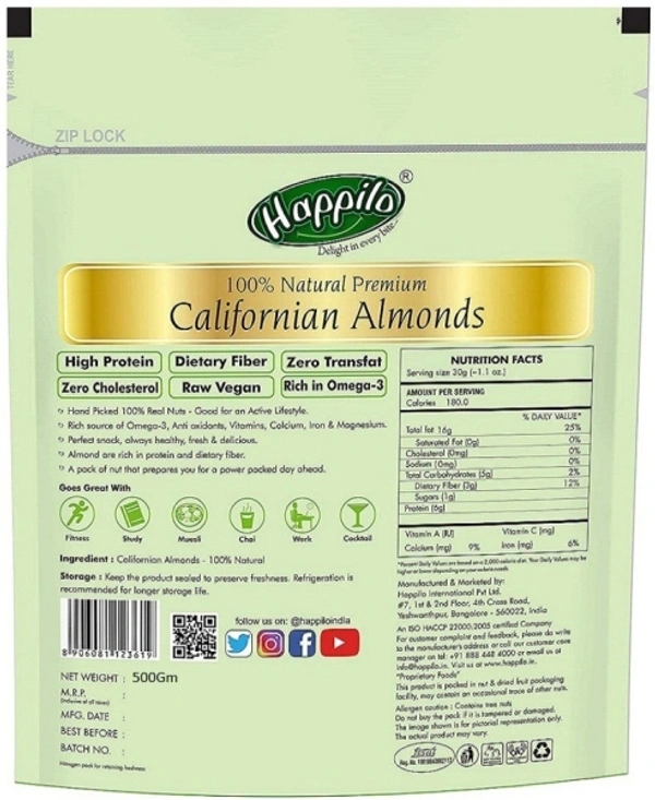 Happilo 100% Natural California Almonds