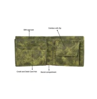 Aspora- Textured Bi Fold Wallet - Green, FS