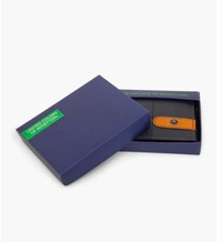 United Colors Of Benetton- Bi Fold Wallet with perforations - Navy Blue, Tan, OS