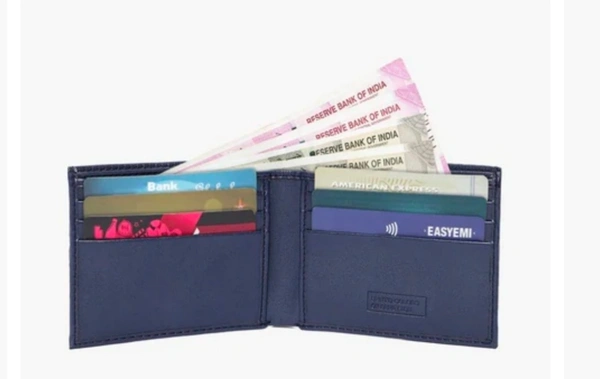 United Colors Of Benetton- Bi Fold Wallet with perforations - Navy Blue, Tan, OS