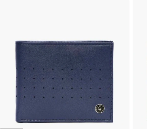 United Colors Of Benetton- Bi Fold Wallet with perforations - Navy Blue, Tan, OS