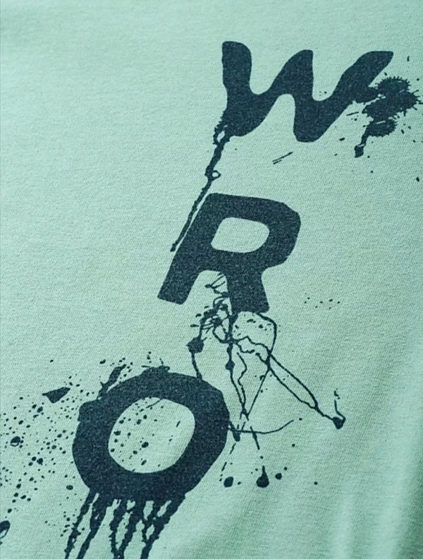 Wrogn- Printed Round Neck T-shirt - Green, S,M,L,XL