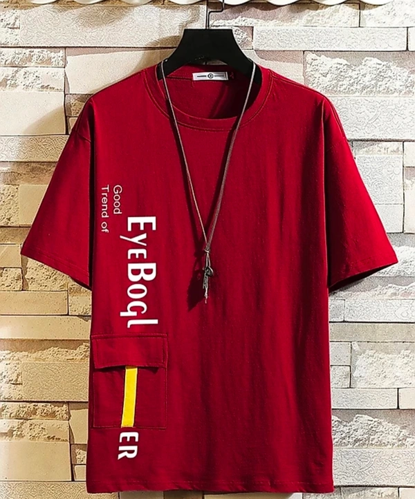 Eyebogler-Printed Men Round Neck T-shirt - S,M,L, Red,Pastel Green,Grey,Light Air Force Blue