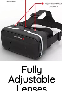 Irusu- Monster VR Headset(2021) - Compatible Devices: Mobiles with Gyroscope sensor and accelerometer, Black